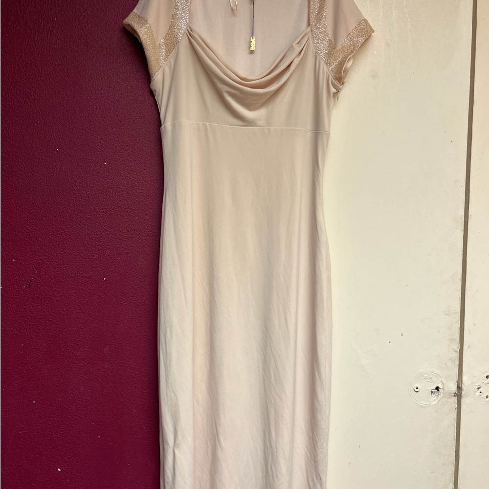 Chic Cream Beaded Maxi Dress